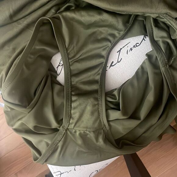 Playa Swim Olive Green Ruffled One Shoulder One Piece Swimsuit sz XL (16) - Picture 8 of 9